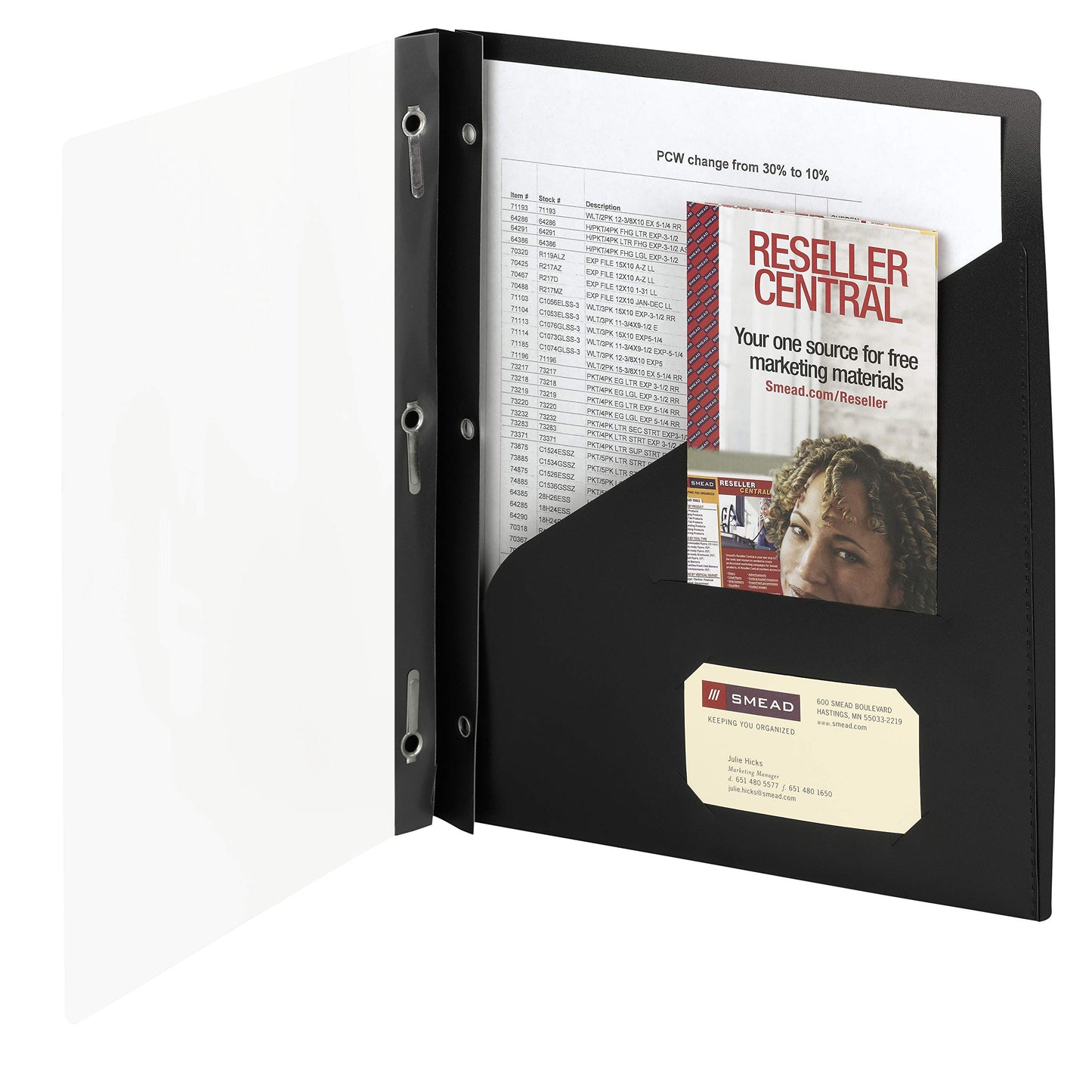 Plastic Folder/Report Cover with prongs for 3-hole punched paper (any; not brand specific)